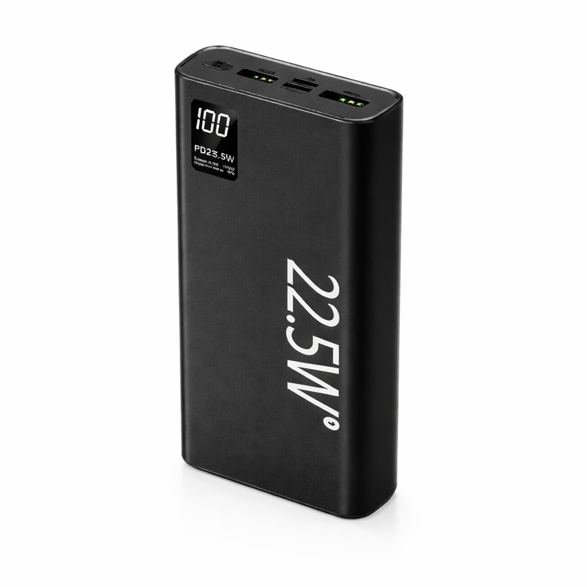 Evy24 Powerbank 30.000mAh - Snellader 22.5W - USB-C & USB-A 4 Poorten - iPhone & Android - Draadloos & Snelle Oplader - Compact & Draagbaar - Externe Batterij voor Smartphone, Tablet, Oordopjes - Zwart