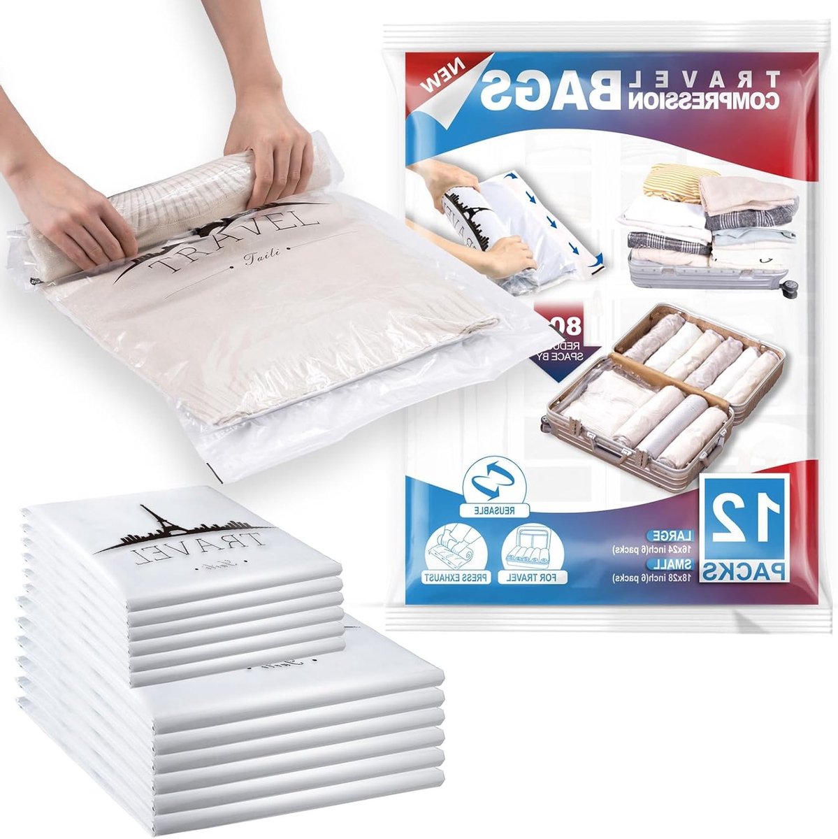 Vacuüm opberghoezen - reis - 12 stuks vacuum storage bag jumbovacuum storage bag jumbo