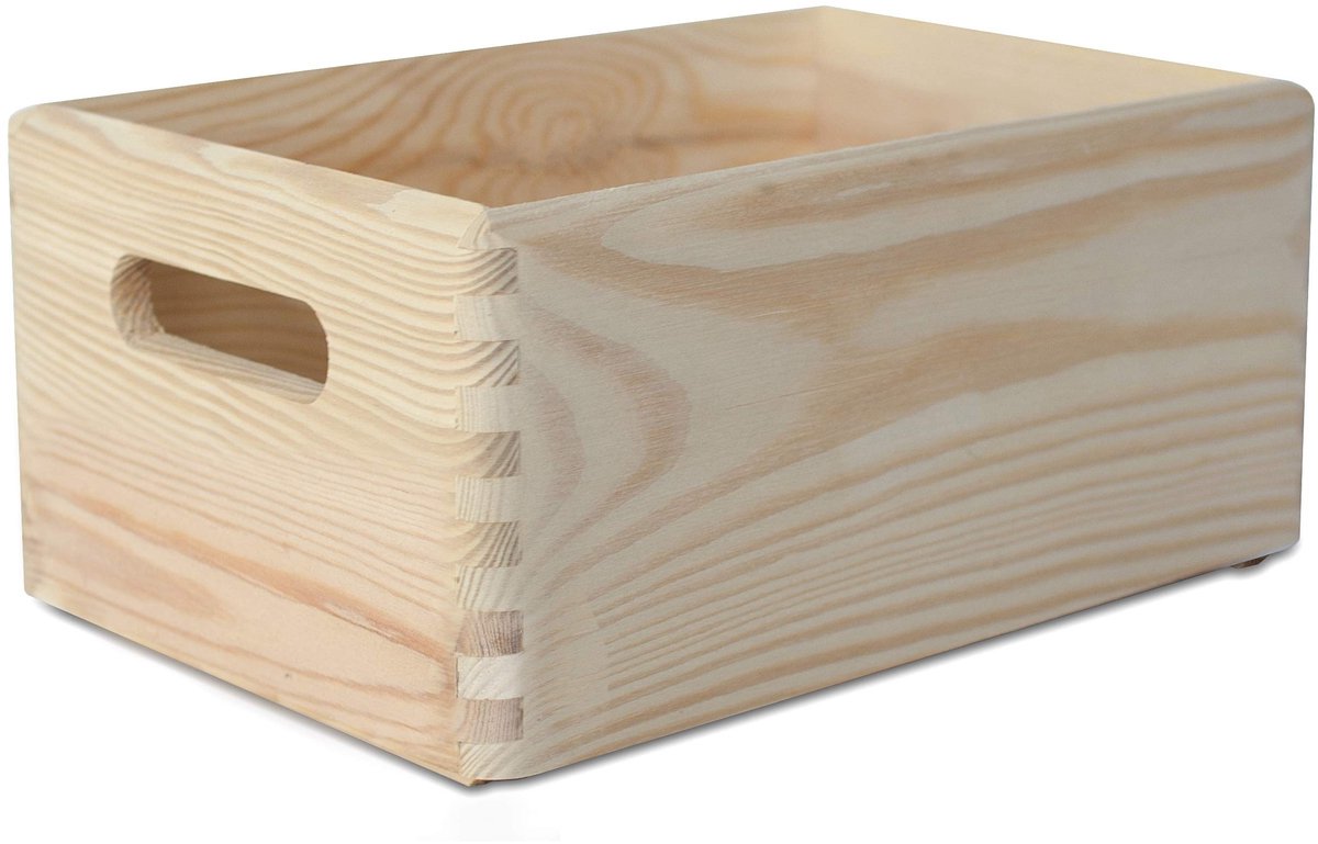 Allecto - Grote Houten Doos - Opbergkist - Met Handgrepen - Natuurlijk Hout - Voor Speelgoed en Gereedschap - Perfect voor Kestmis
