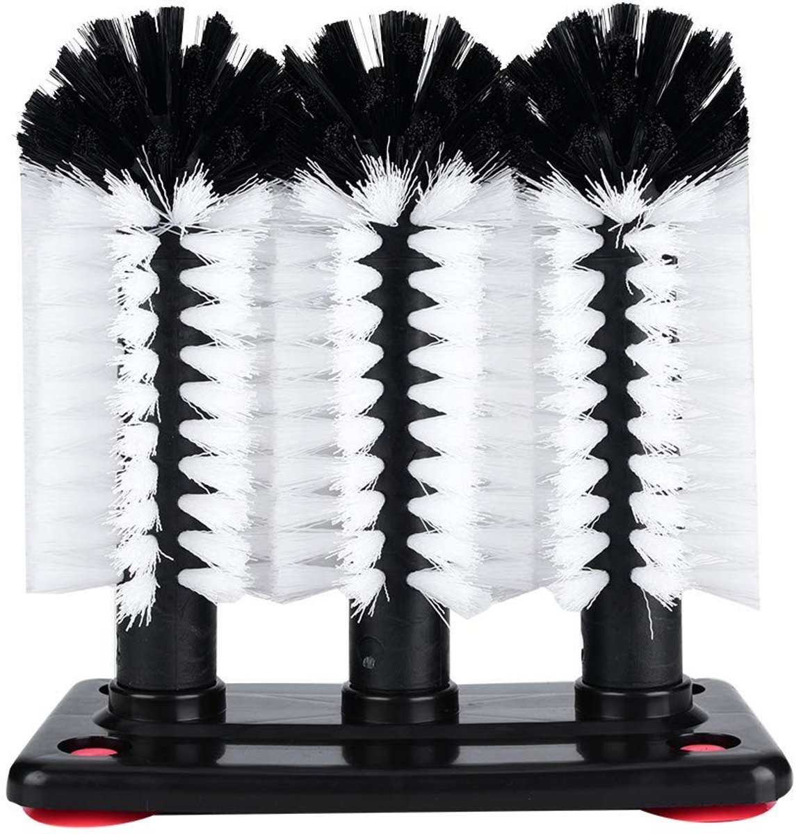 Allecto - Driedubbele Glazen Bekers Wasborstels - 3 Nylon borstels - Suction base - 19x10x19 cm - Grondige reiniging - Geschikt voor glas - Duurzaa...