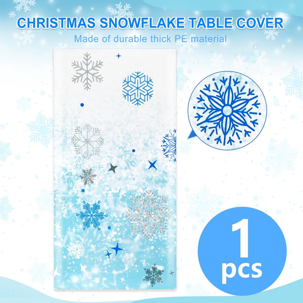 Allecto - Kerst Sneeuwvlok Tafelkleed - Feestdecoratie - 137 x 274 cm - Wegwerp Plastic - Winter Wonderland - Geschikt voor Winterfeest