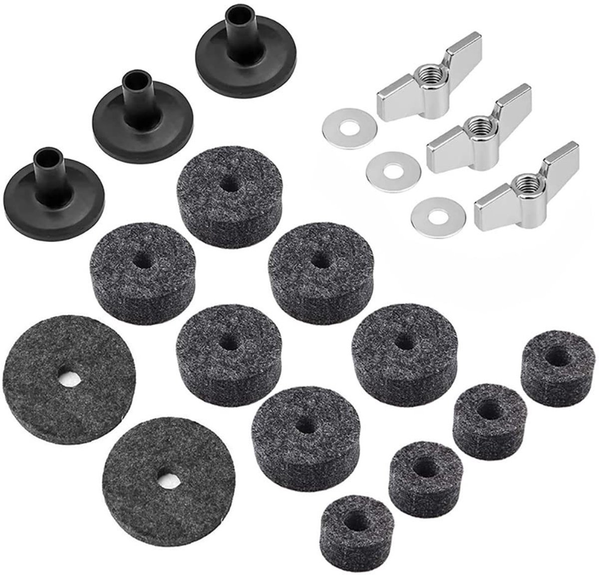 Cymbaal Vervangingsaccessoires voor Drumkit, 21-delige Set, Geschikt voor Drummers, Grijs