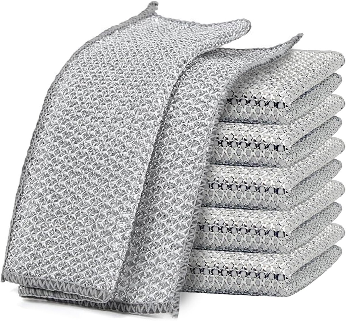 Set van 6 Multifunctionele Metaal Reinigdoeken, Dubbel Laags, Herbruikbaar en Krastbestendig, 20 x 20 cm, Ideaal voor Keuken en Huishouden
