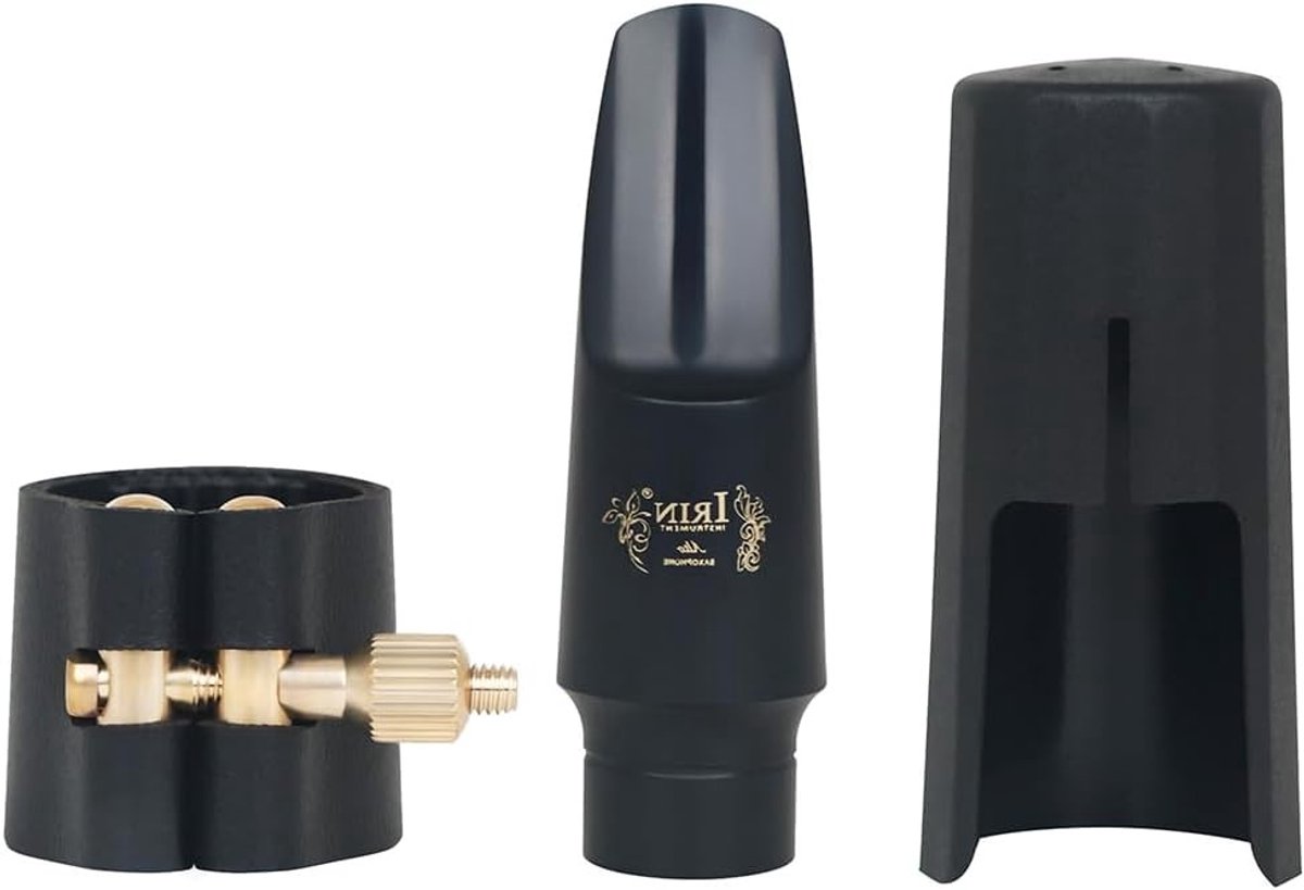 Complete Alto Saxofoon Mondstuk Set met Beschermkap en Leren Ligatuur - 3-delige Kit voor Optimale Geluidskwaliteit en Speelcomfort
