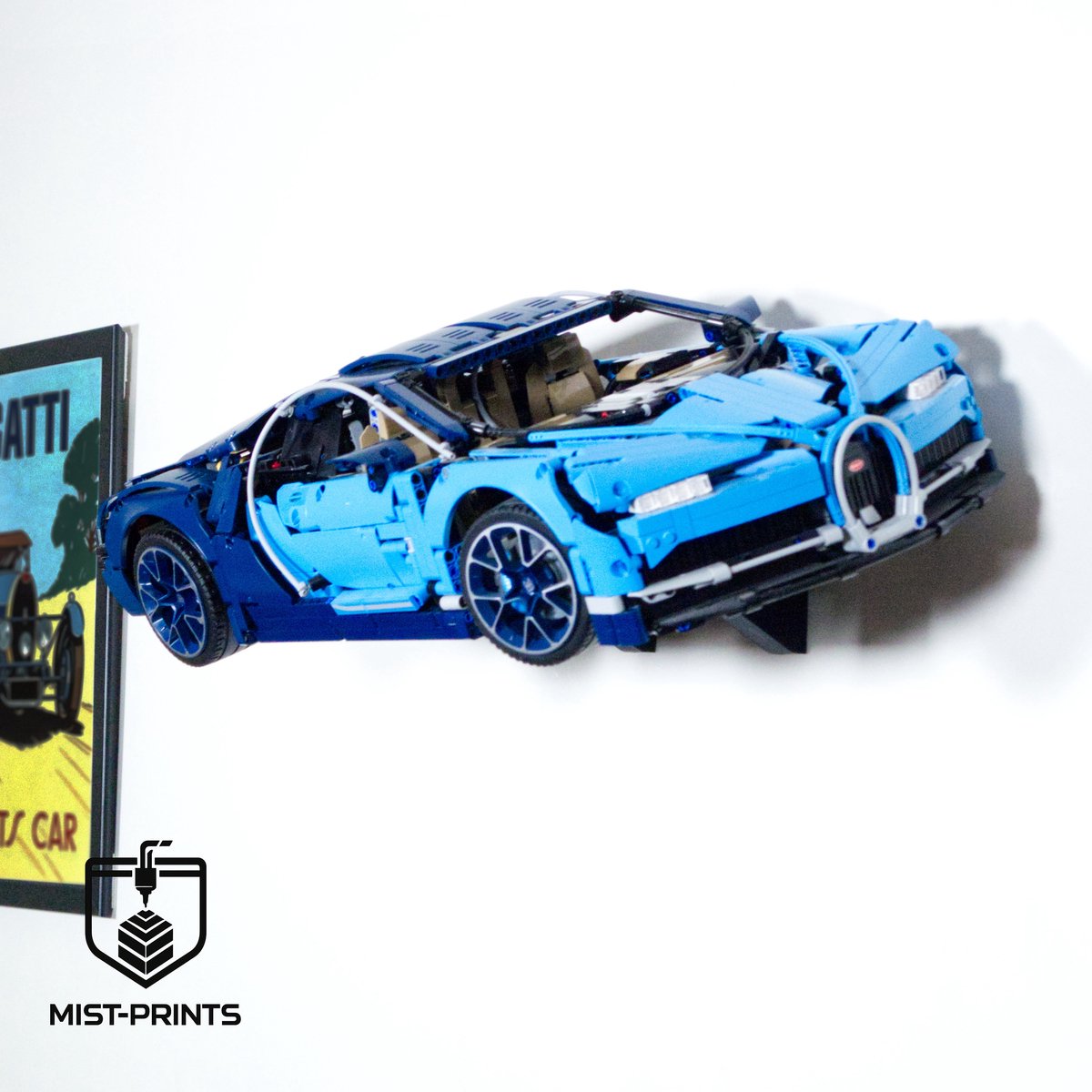 Mist-Prints - Wandbeugel voor bouwset 42083 - Muurhouder voor hypercar model - LEGO compatibel - Zwart - 3D-geprint