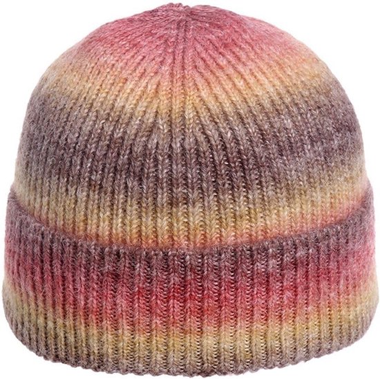 Stijlvolle en warme winterbeanie met tie-dye gradient, rekbaar en zacht, perfect voor streetwear en koude dagen
