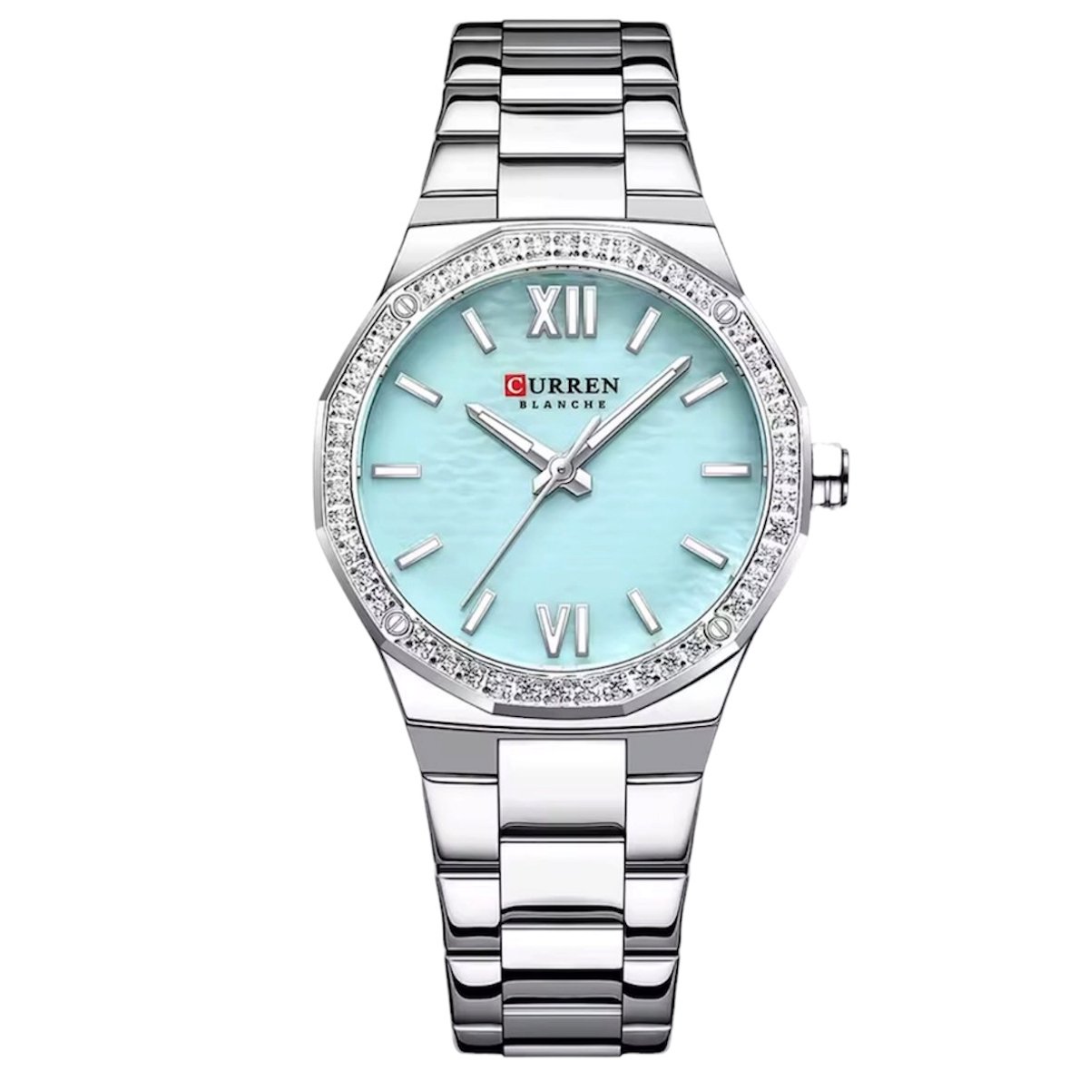 Curren - Dameshorloge - Polshorloge - Horloge - Geschenkdoos - Vrouwen - Zilver Blauw - Diamonds