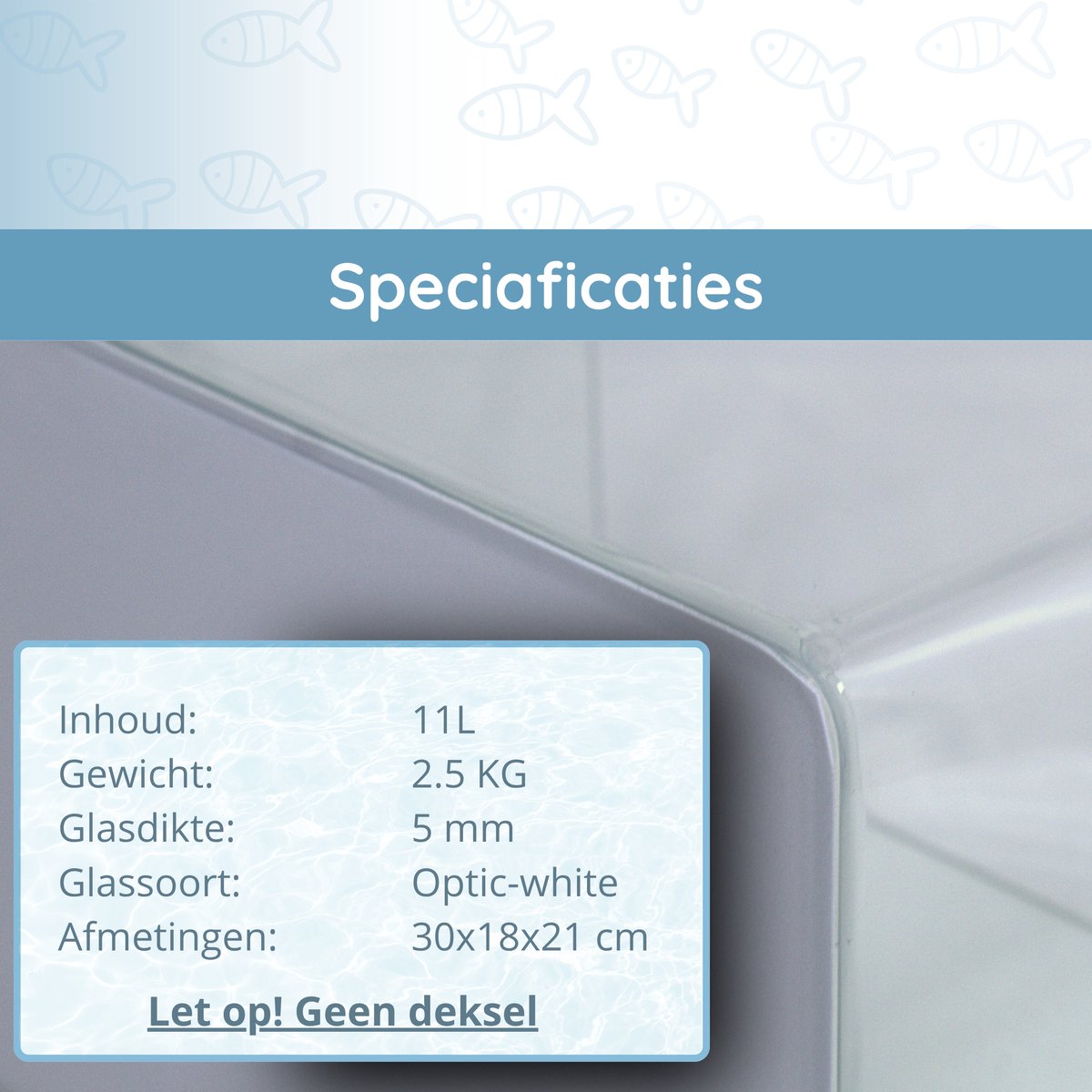 AquaKonings Aquarium 30x18x21cm - 11L met afgeronde hoeken thumbnail 4