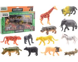 Johntoy wilde dieren speelset - Animal World 12-delig speelgoed.