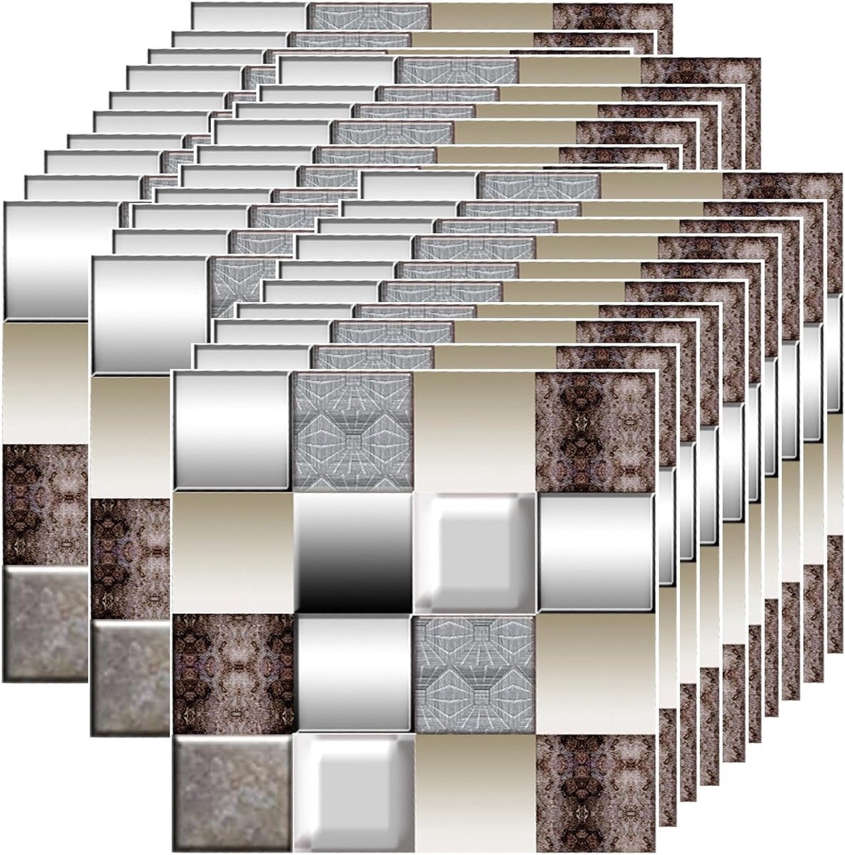 30 Stuks Mosaïektegels, Waterdichte Peel en Stick Wanddecoratie, Zelfklevende Tegels voor Keuken, Badkamer en Woonkamer DIY