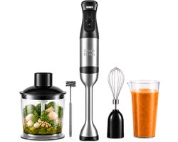 Savoré Kitchen Staafmixer Pro+ 1500W – Mixer Set met Hakmolen 600ml, Garde, Melkopschuimer en Maatbeker – 5 Snelheden – 6 Messen – RVS