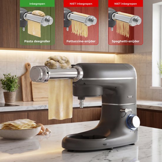 Fentic Pasta Roller - Pasta Maker Geschikt voor Fentic SM-1504P en SM-1504BM - RVS Elektrische Pastamachine - Verstelbaar 8 Standen van Merkloos — afbeelding 3