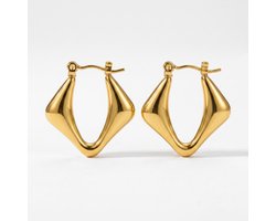 Lundholm Vivey Oorringen Dames Goudkleurig – Premium Stainless Steel Jewellery Gold PVD Plated – Geometrische Hoops Creole my Oorbellen Dames Sieraad Cadeau Vrouw Bedankt Afscheid Collega Cadeautje Vrouw – Scandinavisch Design