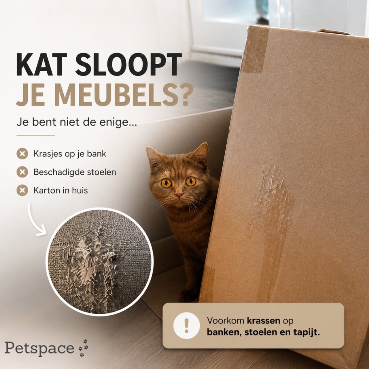 Petspace® - Krabkarton voor Katten - Krabpaal - Krabplank - 2 in 1 Krabplaat - Krabmeubel Karton - Krabmat - Kattenmand - Kattenbed - Wit – foto 7