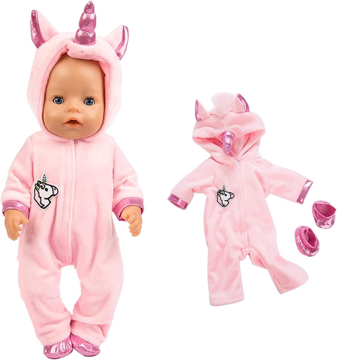 Kleding voor Baby Dolls van 35-43 cm, Complete Set met Kostuums en Accessoires voor Jongens en Meisjes, Roze Baby Doll Kleding