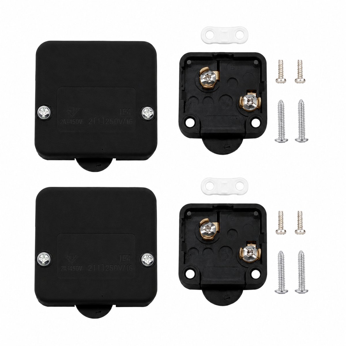 Kastschakelaar 250V 2A – 2 Stuks – Automatische Lichtschakelaar voor in de Kast – Deurcontact Schakelaar – 50x52mm – Zwart