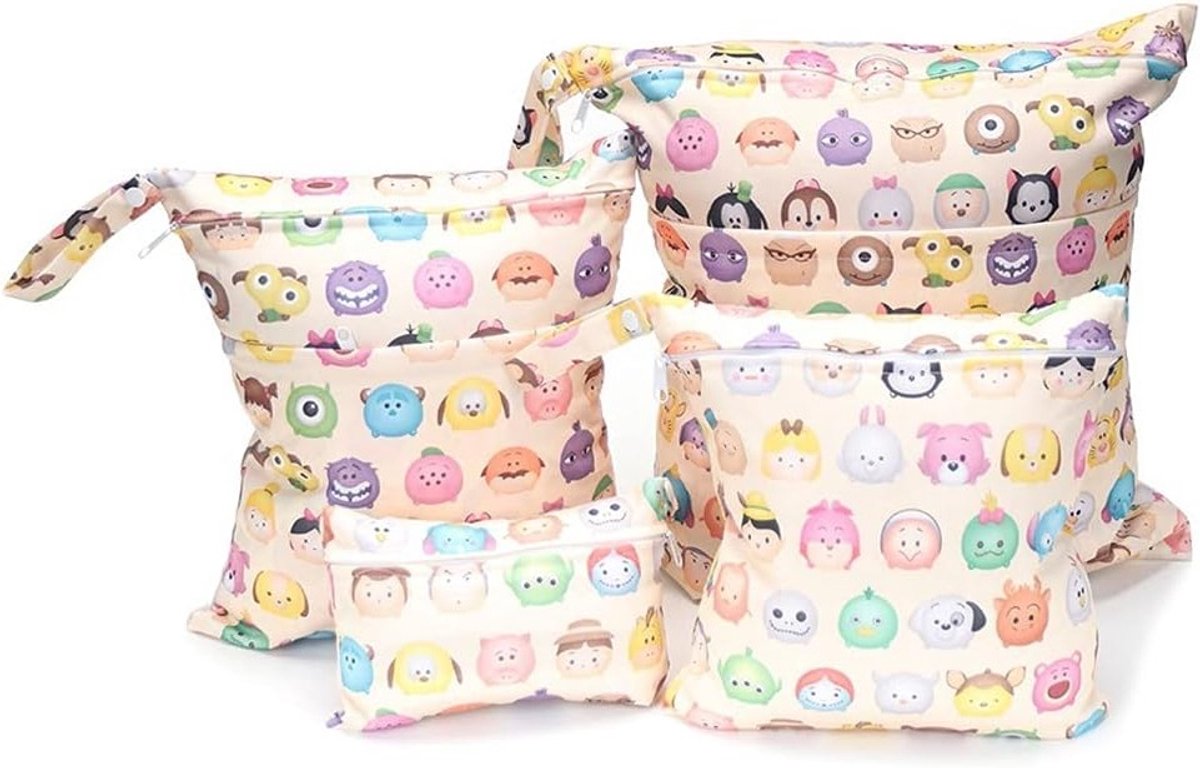 Set van 4 herbruikbare luiertassen in verschillende maten - Waterdichte en wasbare organizer voor stofluiers en reisaccessoires
