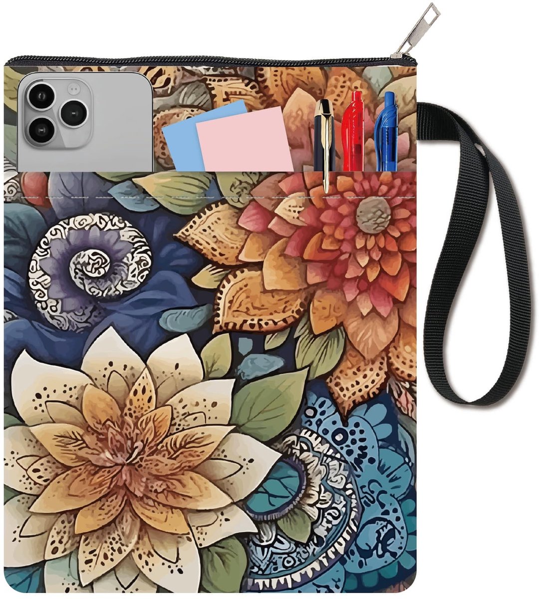 Allecto - Boekhoes - Waterafstotend - Met Zipper en Extra Zak - Geschikt voor Hardcover en Paperback - Mandala Patroon - Bescherming van boeken - C...