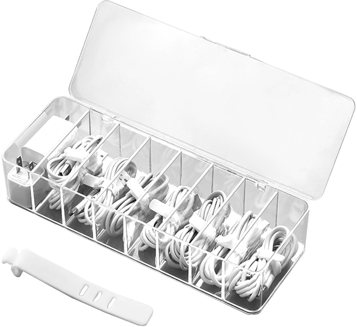 Allecto - Cable Management Box - Kabel Organizer - Ruimtebesparend - Transparant - Kabel Opslag - Voor het verbergen van snoeren - Geschikt voor
