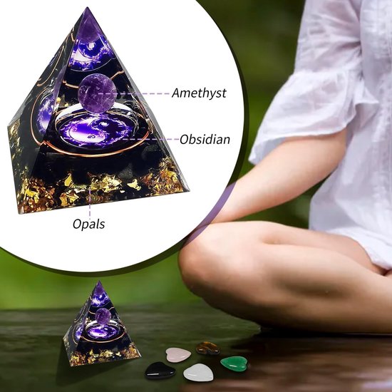 Allecto - 9 Pieces Moonstone Crystal Pyramid - Reiki Energiestenen - Set met Hartjes - Natuurlijk en Uniek - Meditatie en Yoga - Perfecte Liefdesg van allecto — afbeelding 4