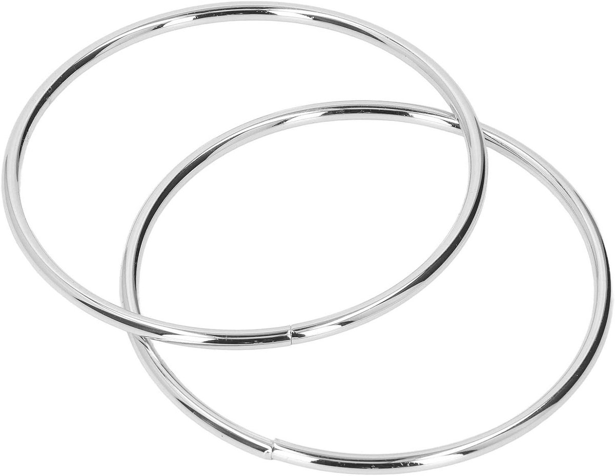 2 Stuks Handtassen met IJzeren Ronde Handvatten voor DIY Handgemaakte Tassen en Portemonnees, 10 cm (wit nikkel) - Perfect voor Creatieve Projecten en Handwerk