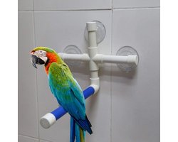 Allecto - Vogels Zitstokken - Papegaai Douche - Opvouwbaar - Zuignap Raam - Poot Slijpen - Speelgoed voor Vogel - Geschikt voor Budgie
