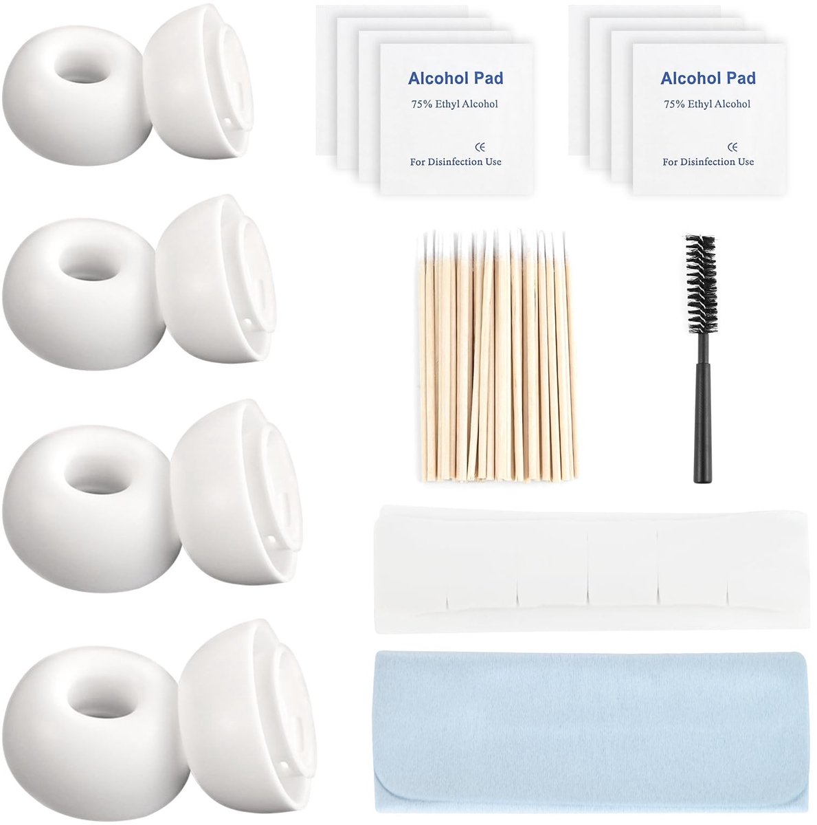 Allecto - Vervangende Oordopjes - Silicone Tips - Voor AirPods Pro 2 - 4 Formaten - Oordopjes Schoonmaakset - Wit - Oordopjes voor AirPods - Geschi...