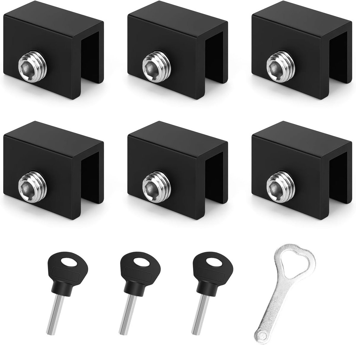 6 Stuks Verstelbare Raamsloten voor Schuiframen en Schuifdeuren - Aluminium Veiligheidsstoppers voor Extra Beveiliging en Bescherming