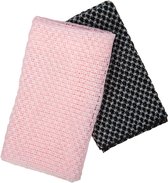 Serviette exfoliante Hydure - Éponges filet africaines - Alternative au gant exfoliant - Noir & Rose - 2 pièces