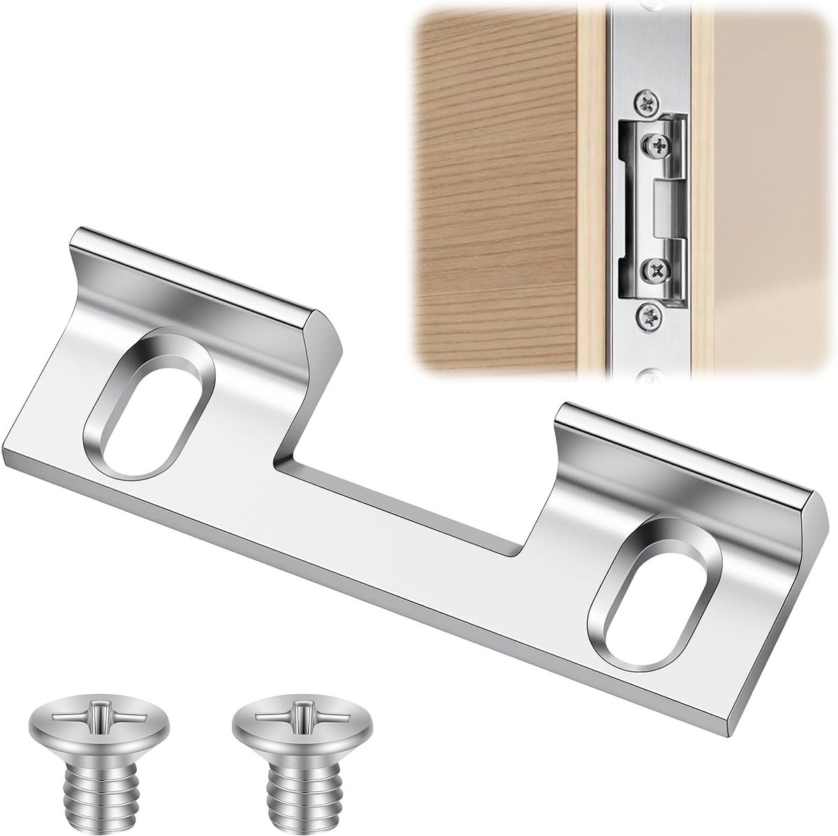 Verwisselstuk type 115 voor sluitplaat huisdeur, verstelbare schroefgaten, aluminium vervangstuk voor standaard slotplaten, 46 x 14,4 x 9 mm, duurzaam en eenvoudig te installeren