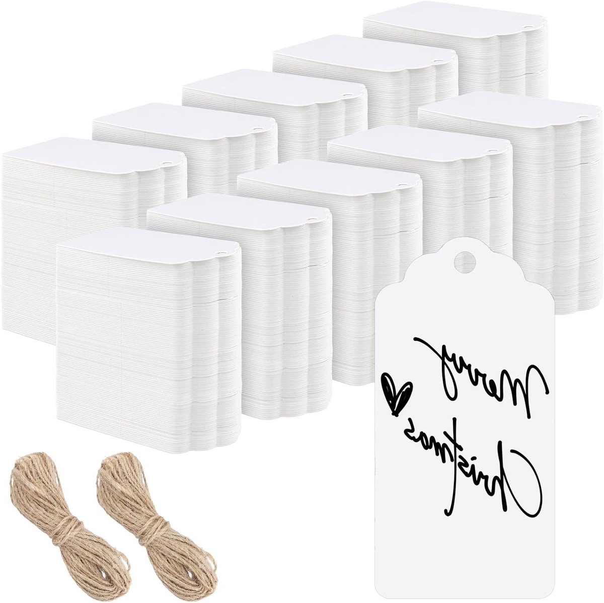 1000 Stuks Kraft Papieren Labels 9x4.5 cm met Touw voor Cadeaus, Bruiloften en Feestjes