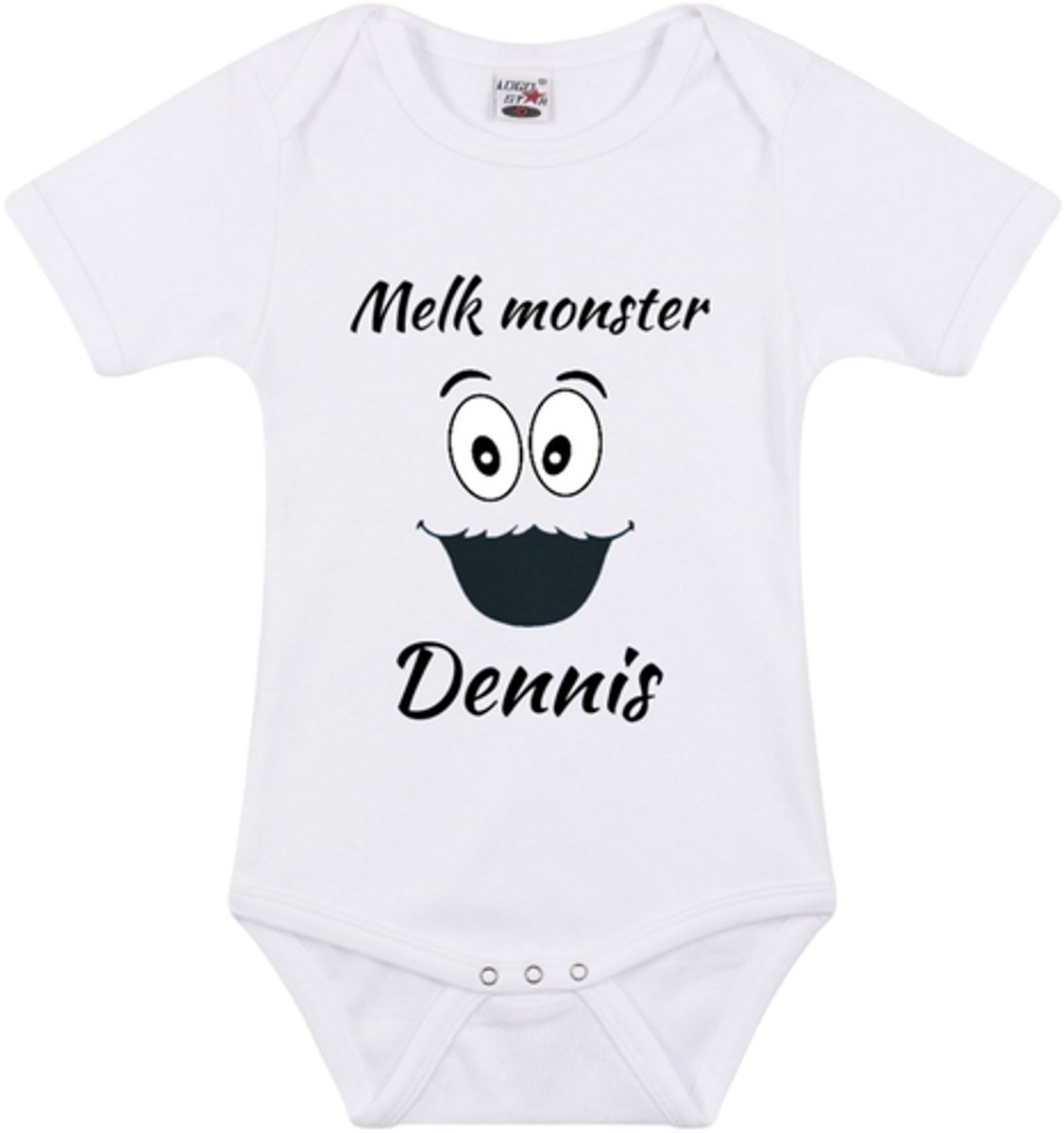 Melkmonster romper gepersonaliseerd - 0-3 maanden - wit - gepersonaliseerd met naam - baby - kraamcadeau