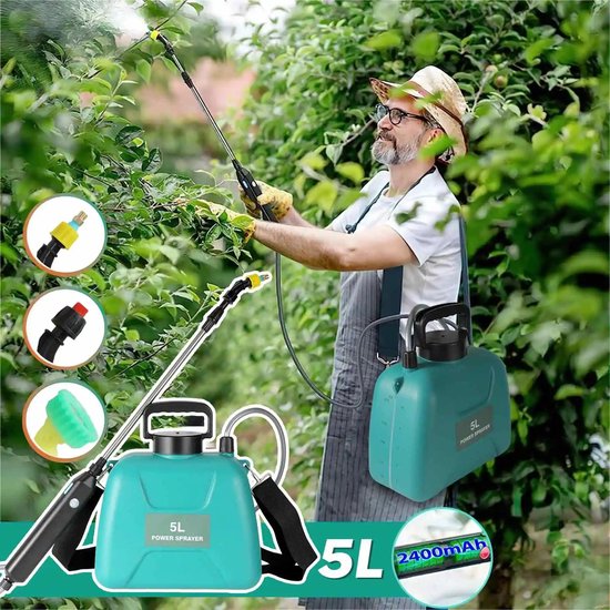DIMICO - Elektrische Sproeier Tuin Multifunctioneel - Drukspuit 5 Liter - Plantenspuit - Tuinsproeier - Groen - 2400 mAh accu van Dimico — afbeelding 4