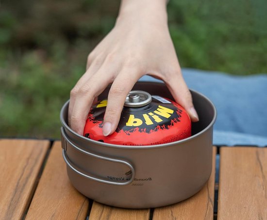 Lichtgewicht Titanium Kookset voor Kamperen en Buitenshuis - Draagbare Pannen en Potten voor Hiking en Picknicks met Opvouwbare Handgreep — afbeelding 3