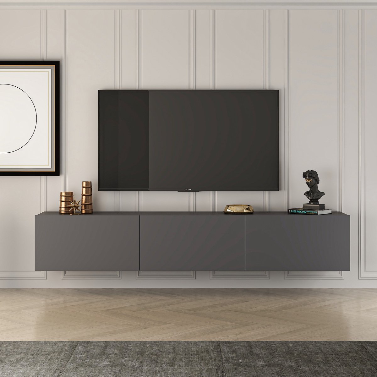 West" houten TV-meubel 150 x 32 x 30 cm - Antraciet