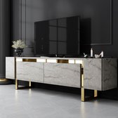 Skye Decor, Tv-standaard, Yildiz - Travertine, Gold, Gemelamineerde spaanplaat, Travertin & Goud, 180 x 30 x 50 cm