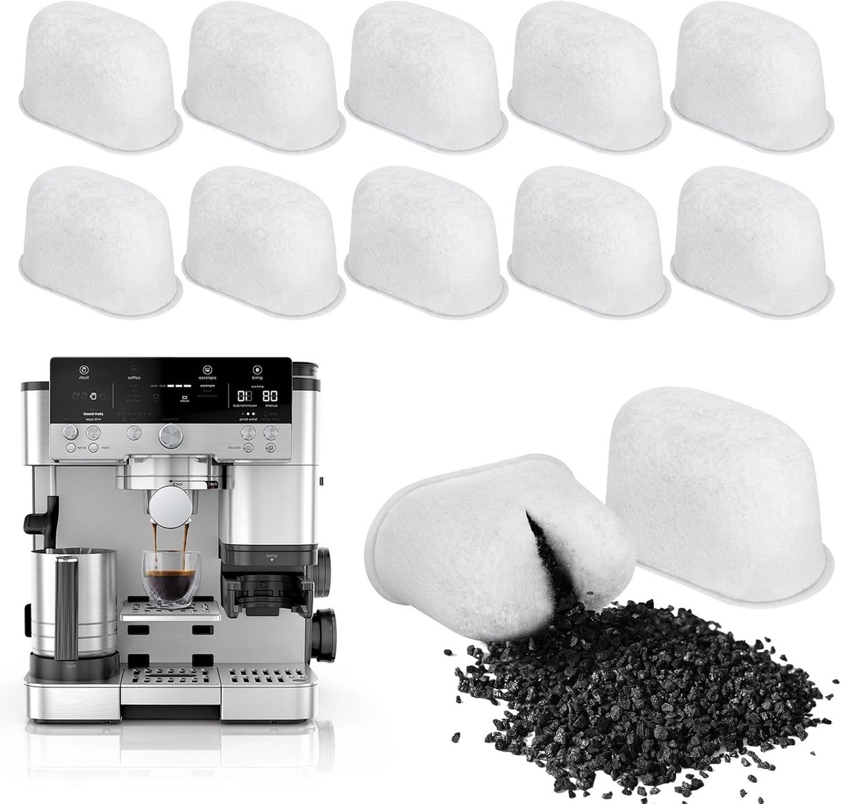 Waterfilter Invoegen voor Luxe Koffiemachines - 12 Stuks Actieve Koolstof Filters voor Koffie, Geschikt voor Ninja ES601UK, ES701UK, ES501UK, ES651UK en ES655COUK