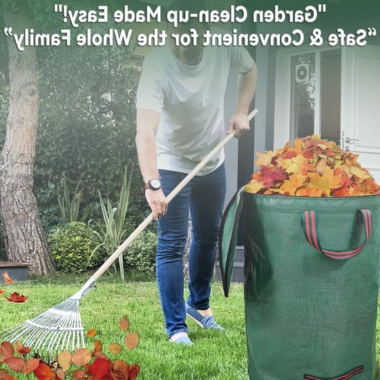 2-pack tuinafvalzakken met deksel en rits, 120 liter - Waterdichte en opvouwbare tuinafvalzakken voor bladeren, gras en snoeiafval - Herbruikbare zakken, tuinafvalzakken met 4 stevige handvatten van Merkloos	 — afbeelding 3