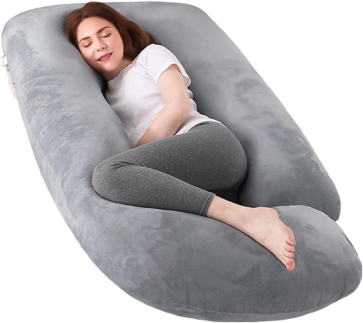 TopChoice® Zijslaapkussen - Zwangersschapskussen - Voedingskussen - 140x70cm - Grijs
