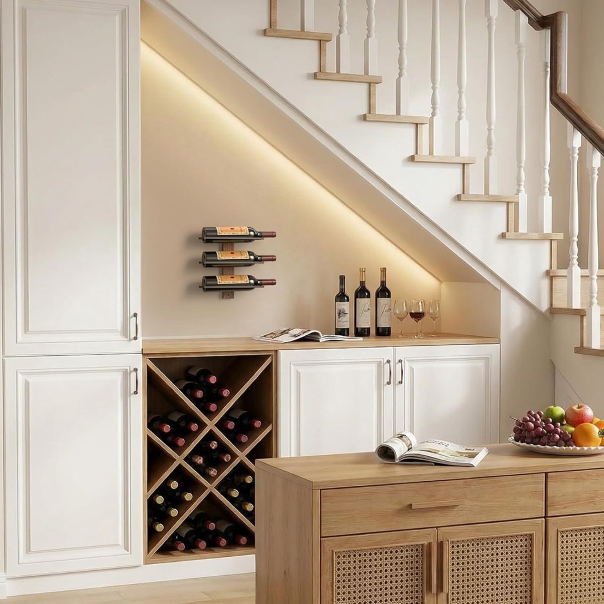 TopChoice® Wijnrek voor aan de Muur - Wijnflessen Houder - Ophangrek - voor 3 Flessen - Zwart — cadeau in Wonen & Interieur - foto 2