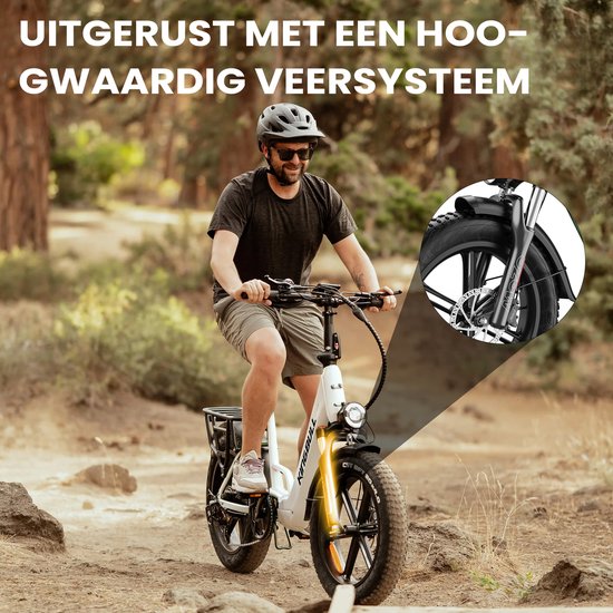 Maxtron Literider 2.0 Opvouwbare Elektrische Fiets–648Wh Accu - 20×4.0 Inch Fatbike Banden–Actieradius tot 90 km–Voor- en Achter Hydraulische Schijfremmen–MOZO Aluminium Verende Voorvork met Lock-out– Elektrische Stadsfiets –Max. Belasting 180 kg–Wit van Maxtron — afbeelding 4