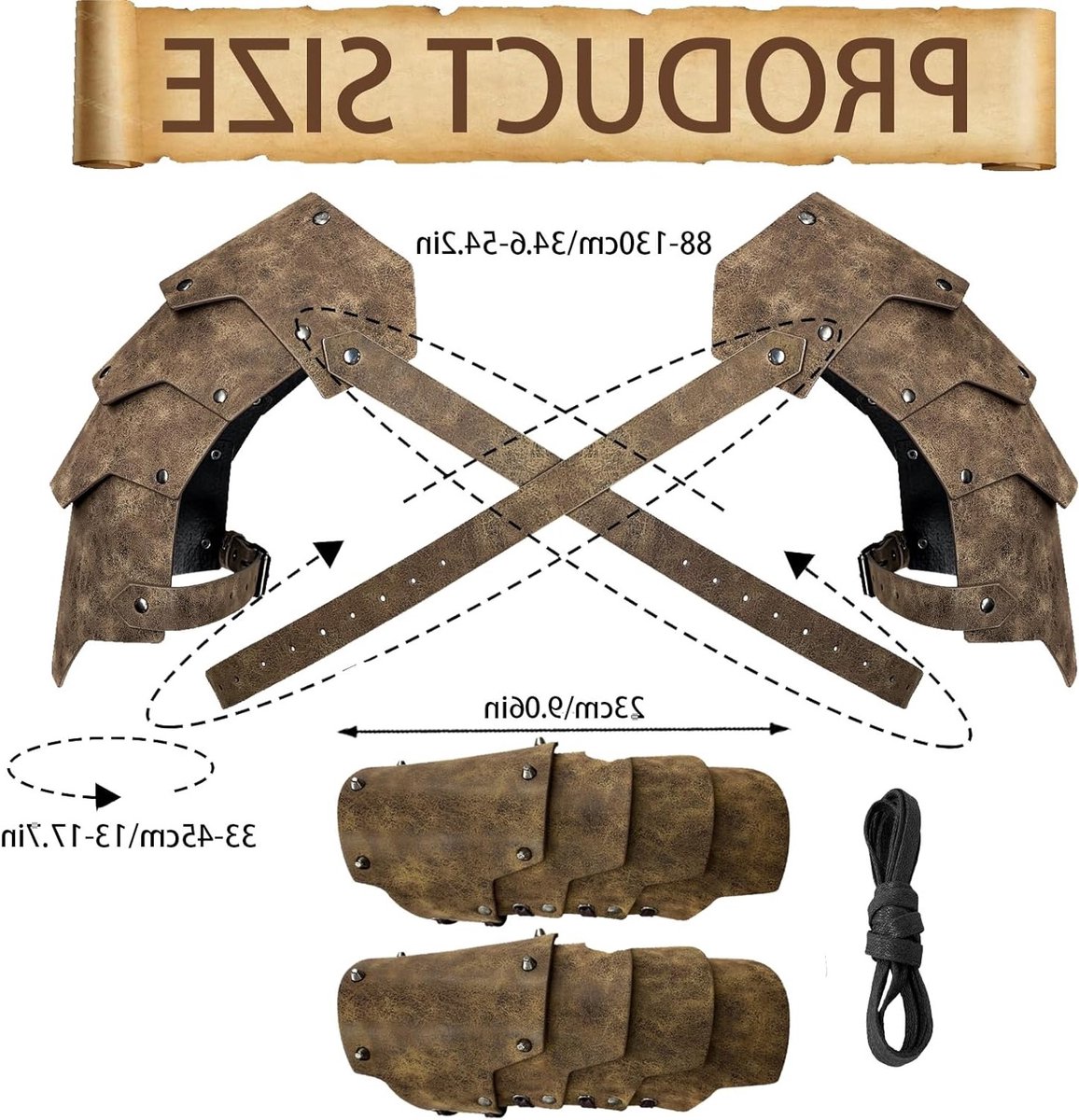 Medieval Faux Leather Schouderbeschermers Set voor Gladiator Kostuums, Vintage Ridders Armor voor Halloween, LARP en Ren Faire Feesten