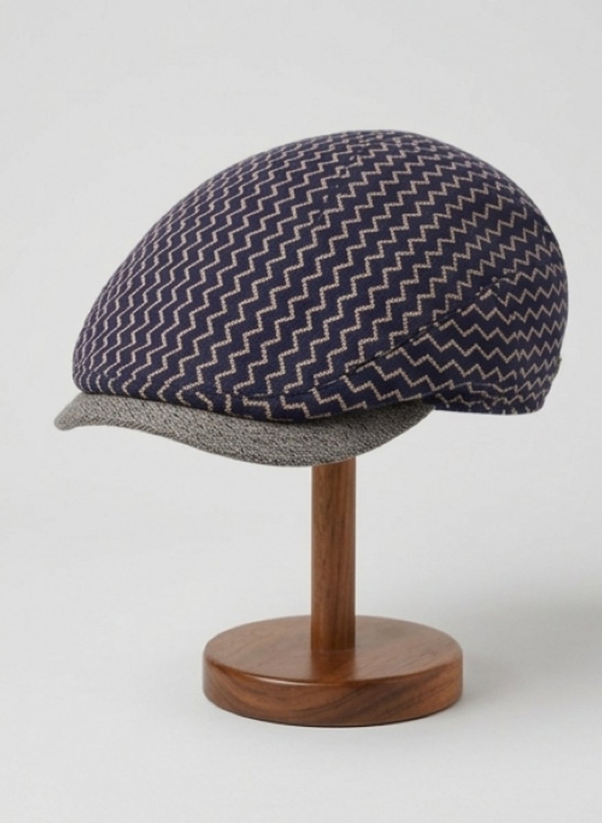 Alfonso D'Este flatcap maat 54 zigzag navy