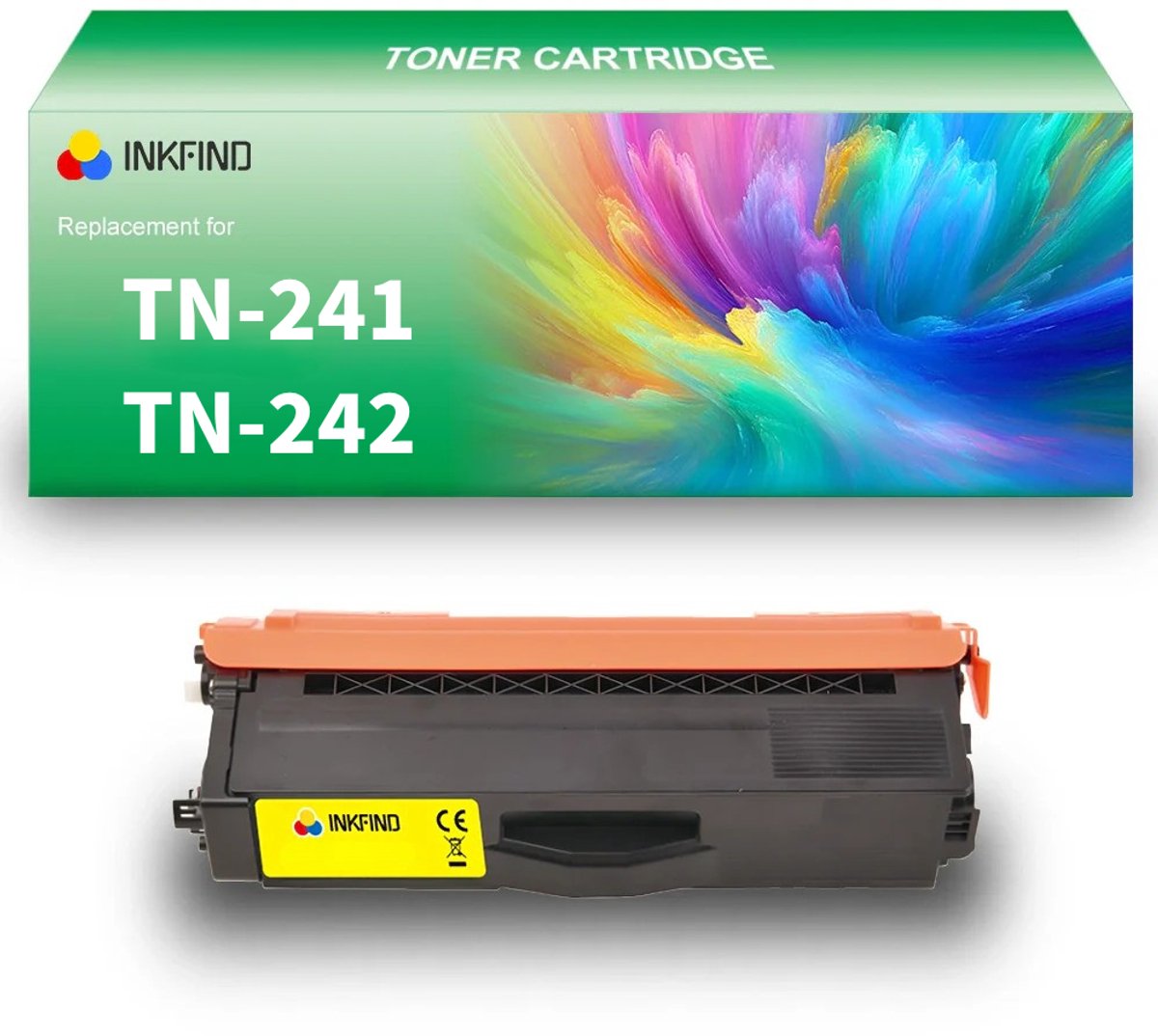 INKFIND TN241Y/TN242Y Geel tonercartridge compatibel met Brother TN241Y TN-241Y TN242Y TN-242Y Geel toner cartridge - 1-pack Geel