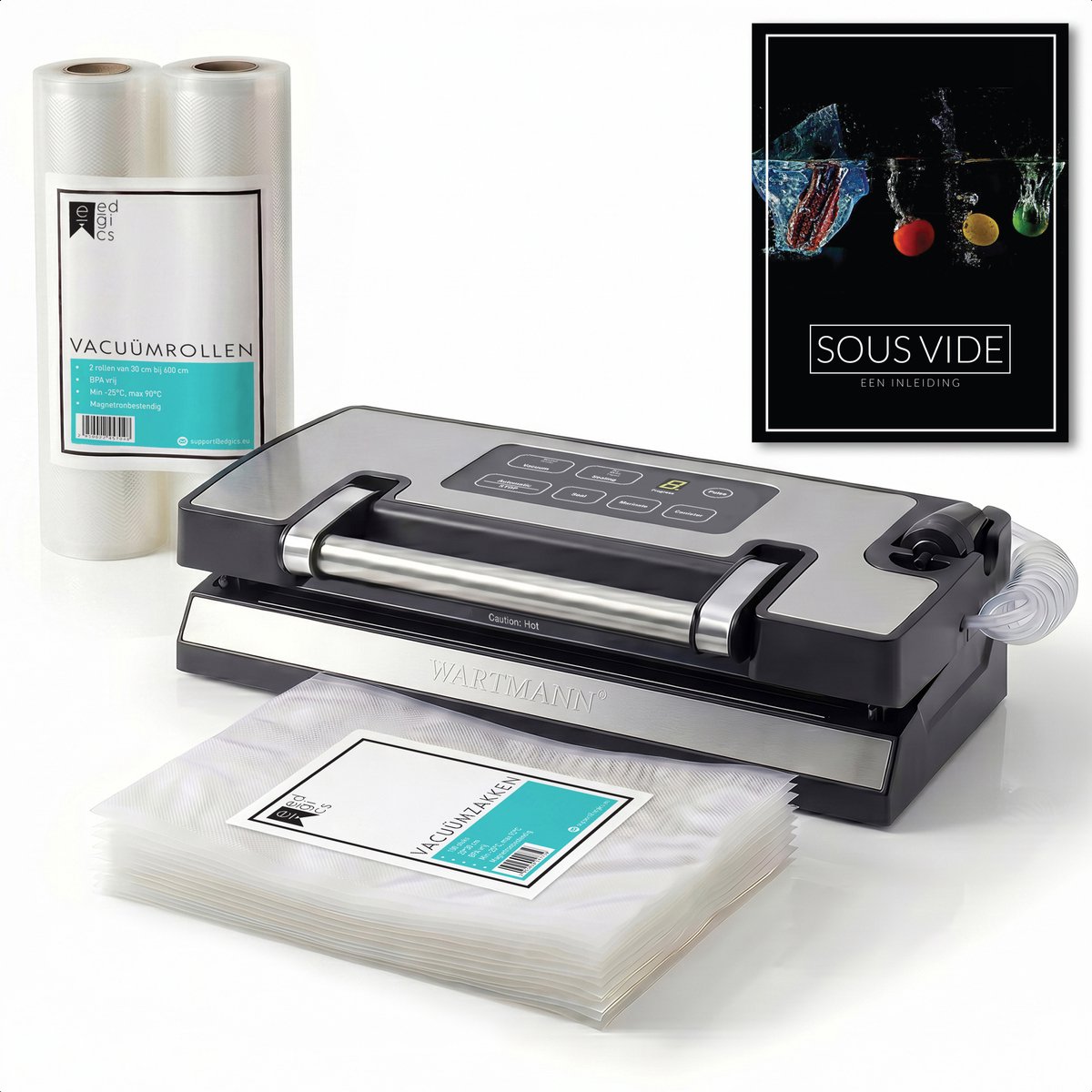 Vacumeermachine - Vacuum Sealer - Vacuumzakken Voedsel - Vacuumrollen - Sous-Vide Handboek - HydroStatis-technologie - BPA en PFAS Vrij - WM-2508 VC