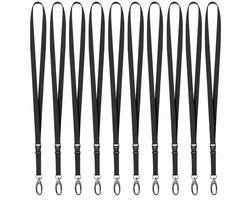 10 Stuks Lanyard Sleutelhangers - Zwart Nekkoord - Keycord voor Pashouder - Kaarthouder met Keykoord - Badge Houder voor Kaart/Sleutels - Telefoon/GSM Koord - Sleutelkoord - Universeel ID Pashouder - Telefoonkoord