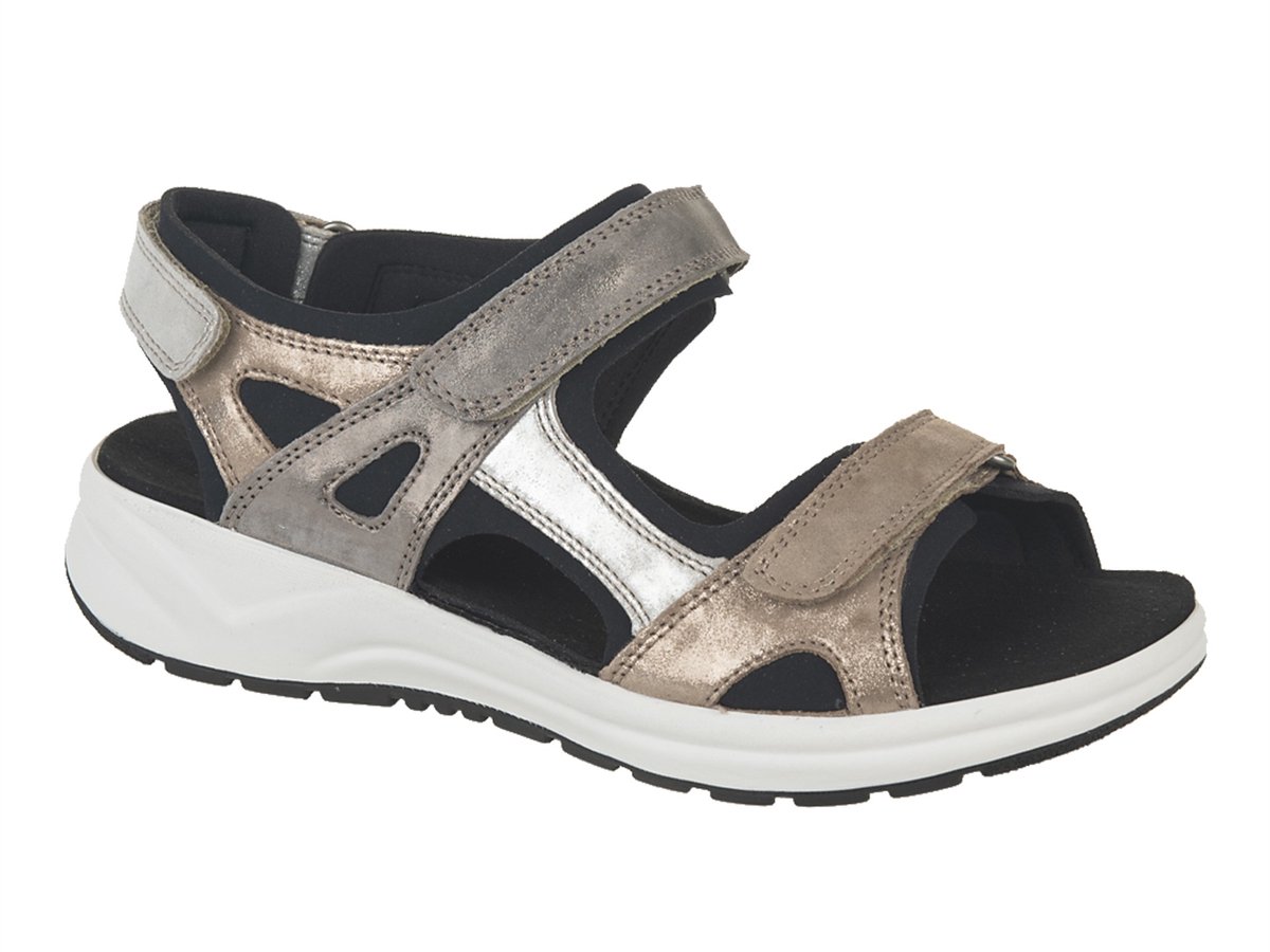 Fidelio Sandaal Hallux Hawaii Klittenband Los Voetbed H 646017-24 Mat Metallic Combi Zilver