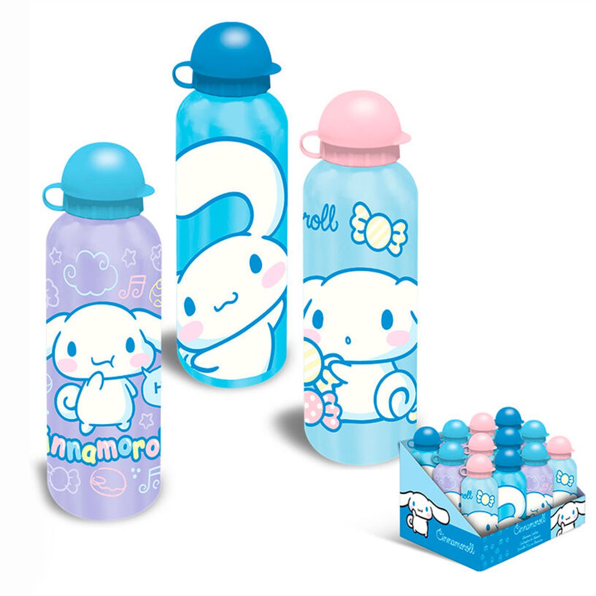Cinnamoroll Aluminium Drinkfles - 500ml - Blauw/Roze/Wit - Assorti