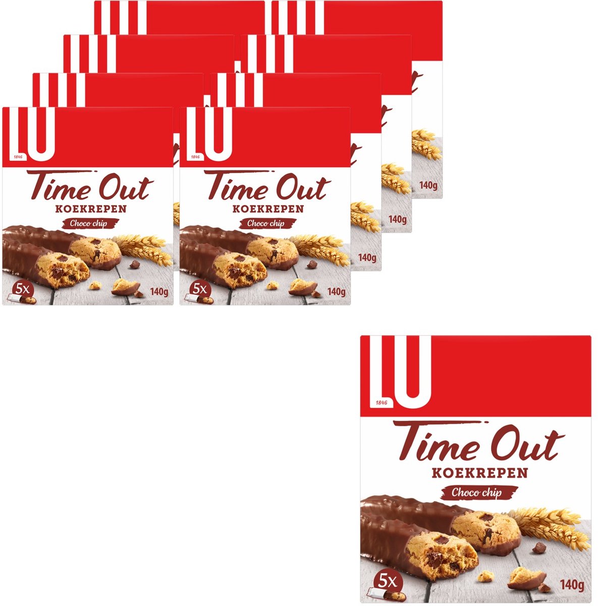 LU Time Out Koekrepen Chocochip Koekjes Biscuits 8 x 140g (5 x 28g) - Koek voor Onderweg - Koffie - Thee - Werk - Voorraad