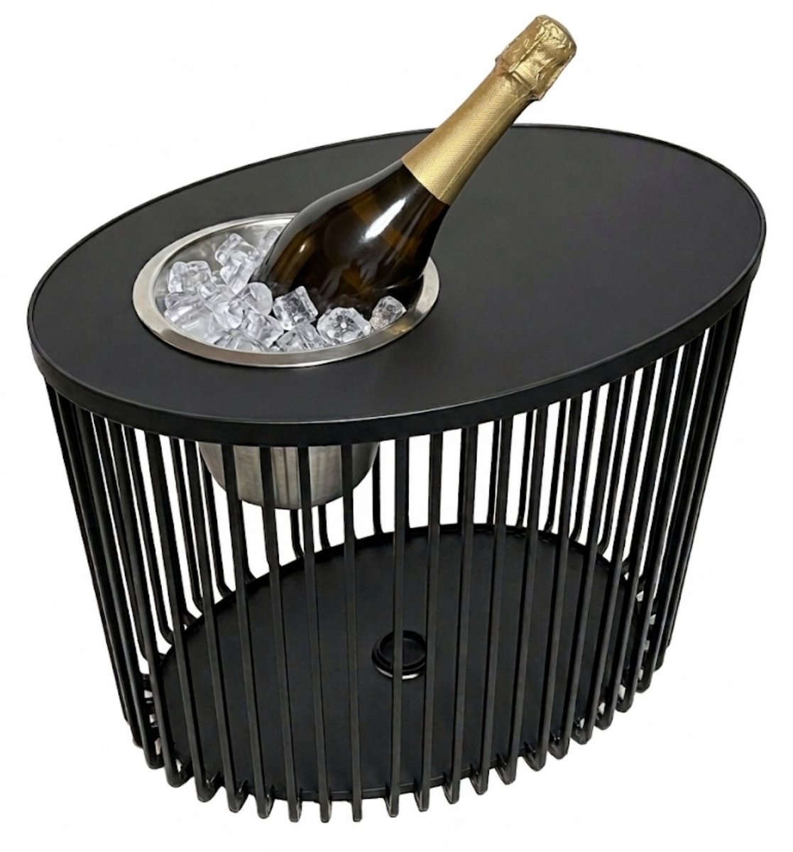COOTAB Cooler Table 3-in-1 Loungetisch mit Edelstahl-Kühler Stockholm 46 cm zwart-gekleurd
